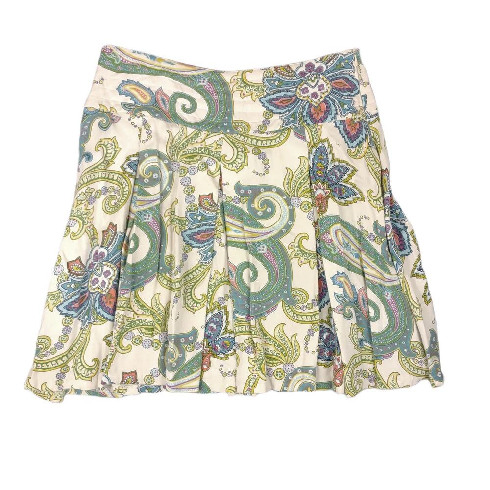 IZOD Y2K Women's 8 Jacobian Paisley 100% Rayon Twill Pleated Short Tennis Skirt